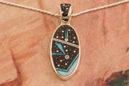 Navajo Artist Calvin Begay Sterling Silver Night Sky Pendant